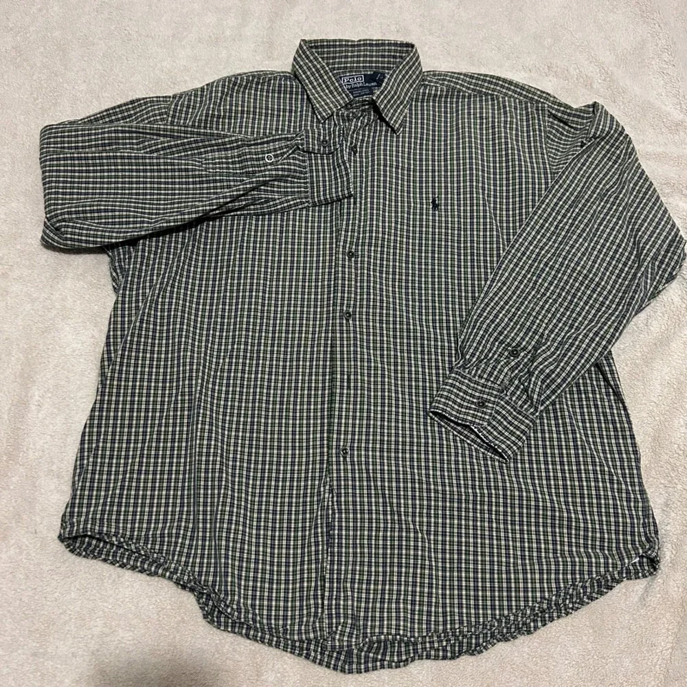 Polo Ralph Lauren Button Down Shirt Mens XL Green Plaid Marlowe‎ Cotton